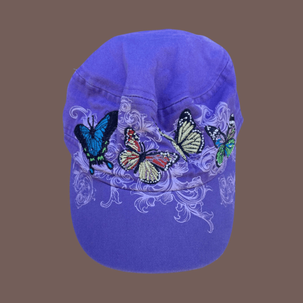 Oakland Zoo Butterfly Hat | Purple Cotton | One Size | Vintage